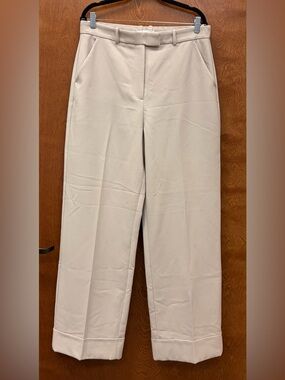 Abercrombie & Fitch Sloane Tailored Wide Leg High Rise Flat Crease Pant Tan 14L